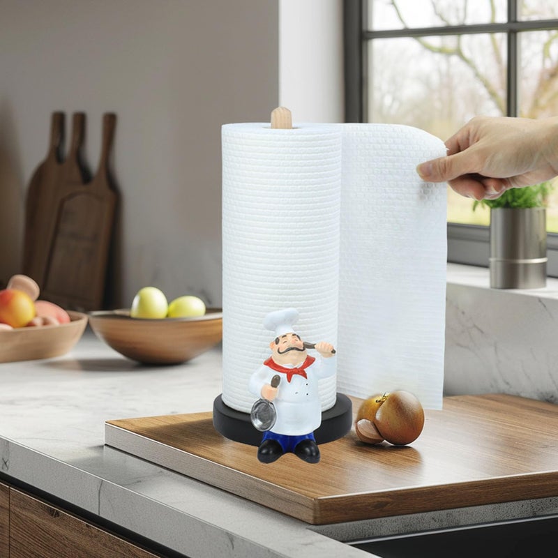 MASSJOY Chef Style Paper Towel Holder, Resin Crafts Display for Kitchen Cafe Western Restaurant Cake Shop Dessert Shop. - Image 5
